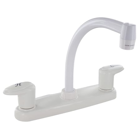 Valterra KITCHEN FAUCET, 8IN HI-ARC, 2 LEVER, 1/4 TURN, PLASTIC, WHITE PF221202